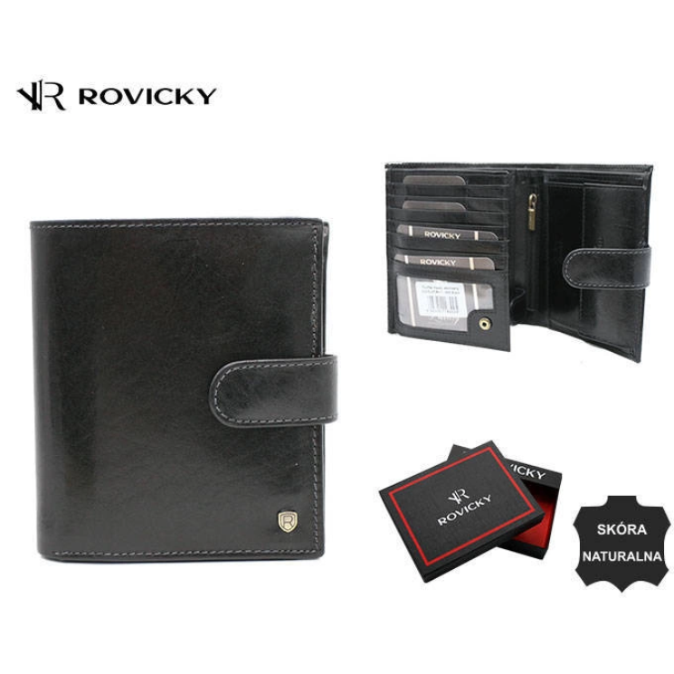 RFID bőr pénztárca ROVICKY 22317L-VT-RVT Fekete