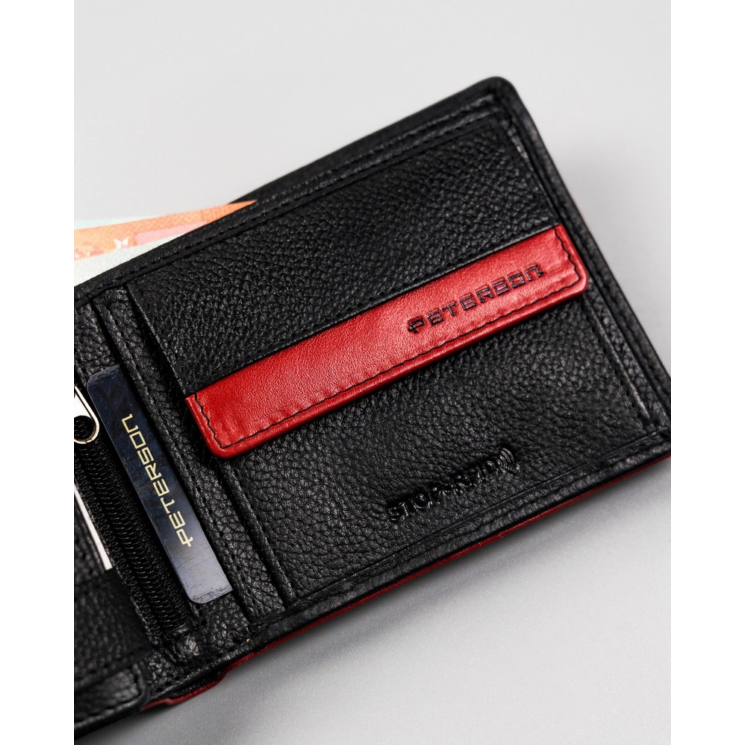 Peterson Pénztárca PTN 304.03 FEKETE+PIROS