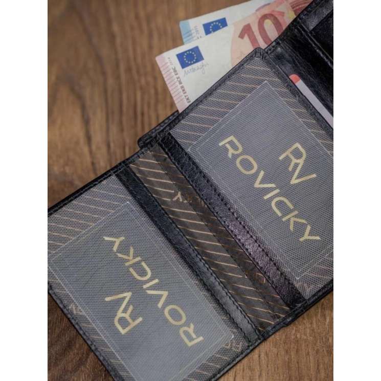 ROVICKY PC-101L-BAR FEKETE RFID bőr pénztárca