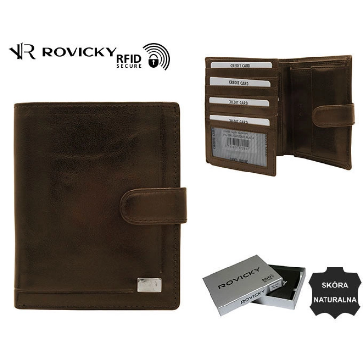 RFID bőr pénztárca PC-108L-BAR Barna