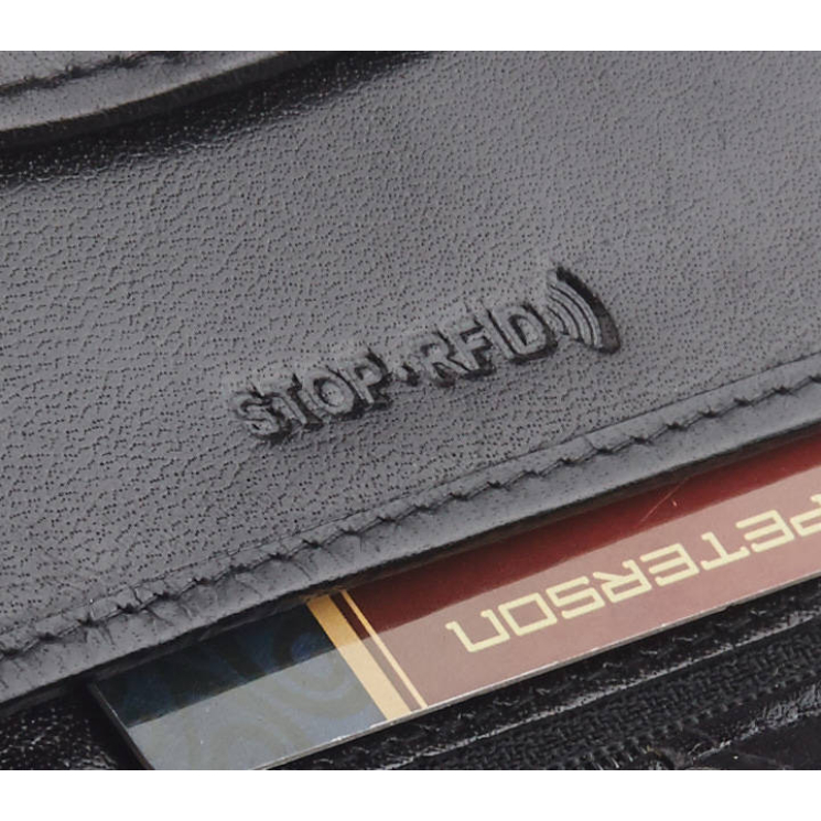 PETERSON PTN 317Z 2-1-1 FEKETE RFID bőr pénztárca