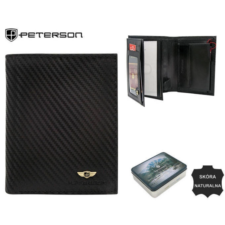 PETERSON PTN 348-CA Fekete RFID bőr pénztárca