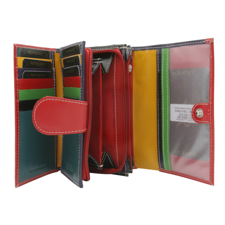 Női bőr pénztárca R-RD-21-GCL Red-Multi2