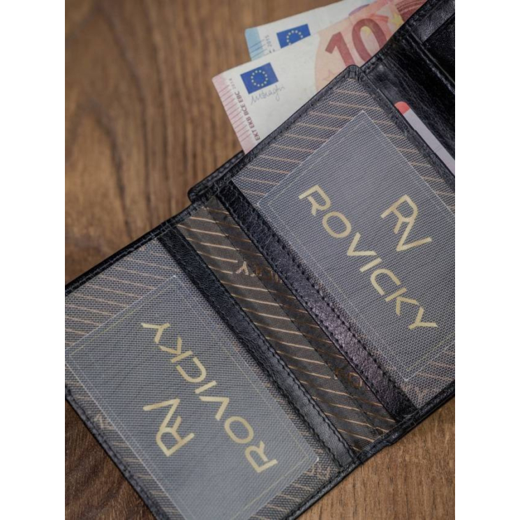 ROVICKY PC-101L-BAR FEKETE RFID bőr pénztárca