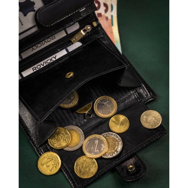 RFID bőr pénztárca ROVICKY 22313L-RVT Fekete