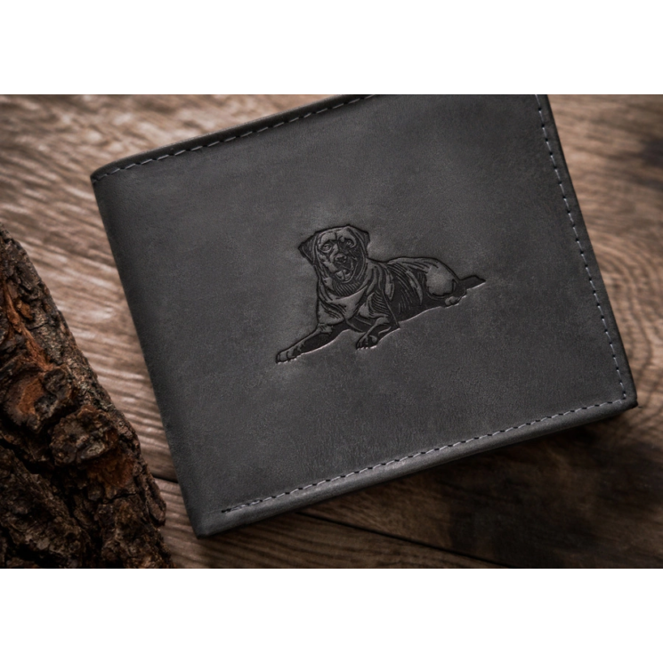 Bőr pénztárca kutya képpel RFID N992-CHM-DOG-1 Cognac
