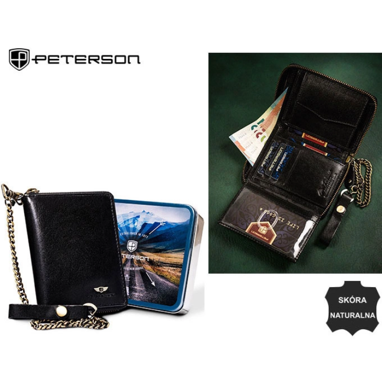 PETERSON PTN 340L-2-1-1 FEKETE RFID bőr pénztárca