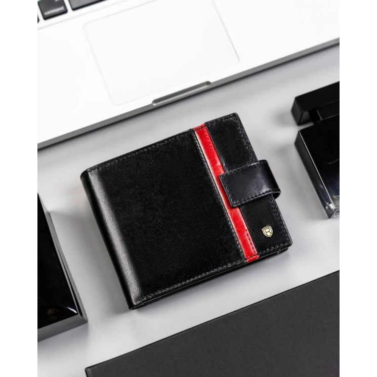 ROVICKY 22321L-RVTP FEKETE+RED RFID bőr pénztárca