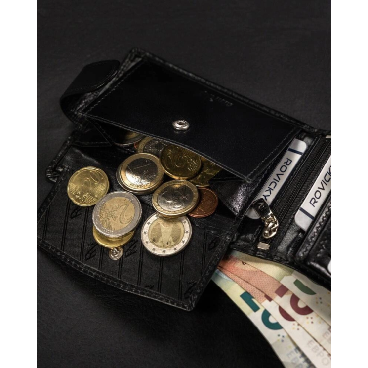 RFID bőr pénztárca ROVICKY RV-7680286-9-BCA FEKETE