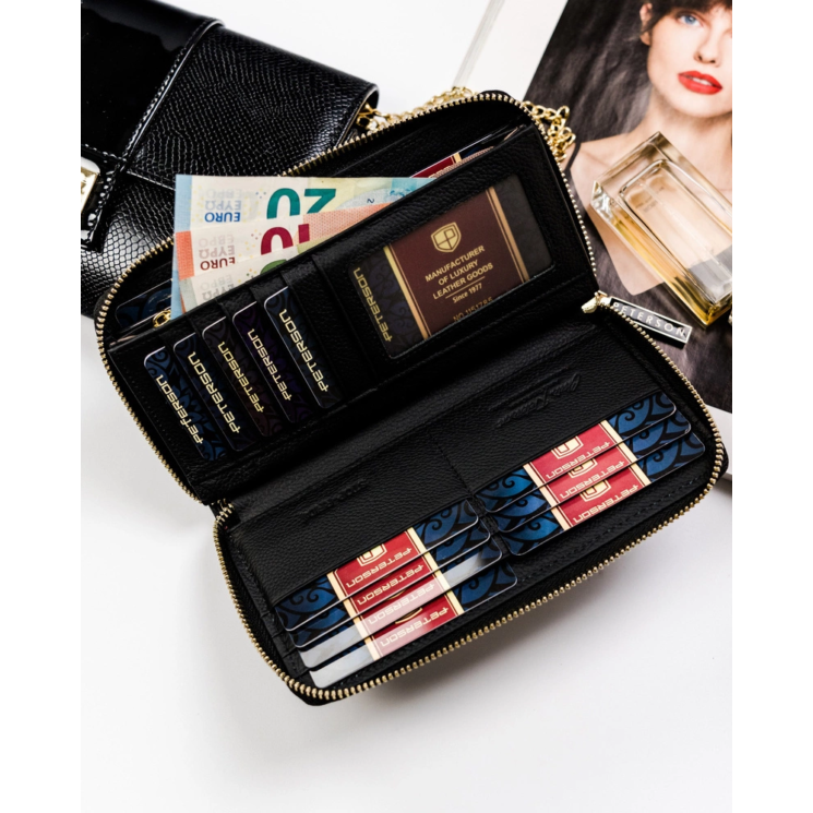PETERSON PTN ST-781 Fekete RFID bőr pénztárca