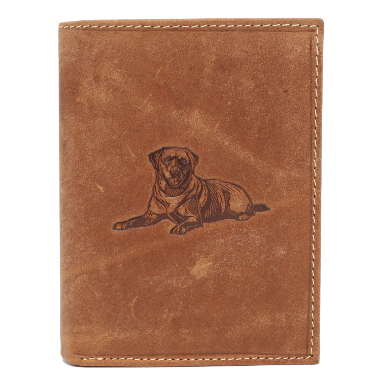 Férfi bőr pénztárca RFID kutyagravírozással N4-CHM-DOG-1 Cognac