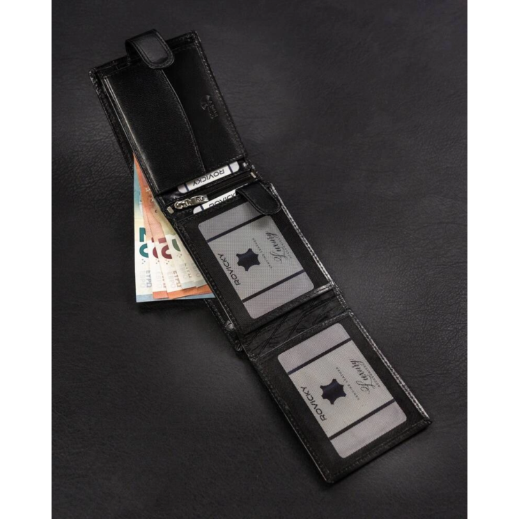 RFID bőr pénztárca ROVICKY RV-7680286-9-BCA FEKETE