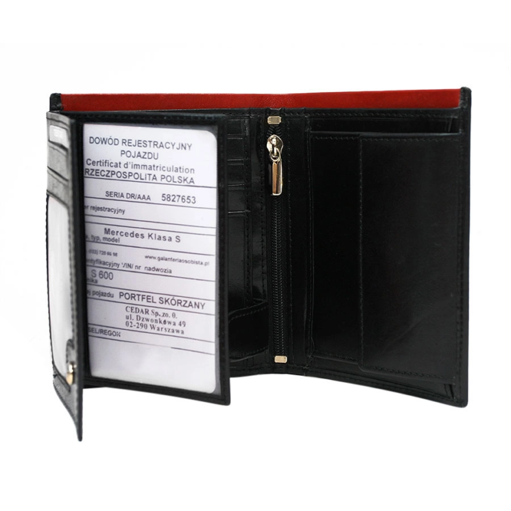 Férfi bőr pénztárca N4-RVT-6870 Fekete+piros