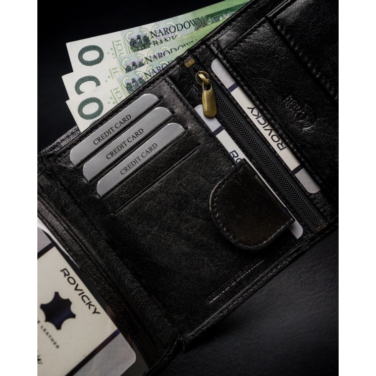 RFID bőrtárca ROVICKY 1502-03-BOR Fekete+piros