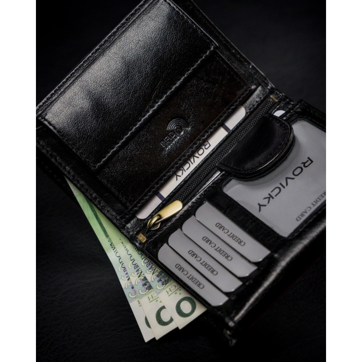 RFID bőrtárca ROVICKY 1502-03-BOR Fekete+piros