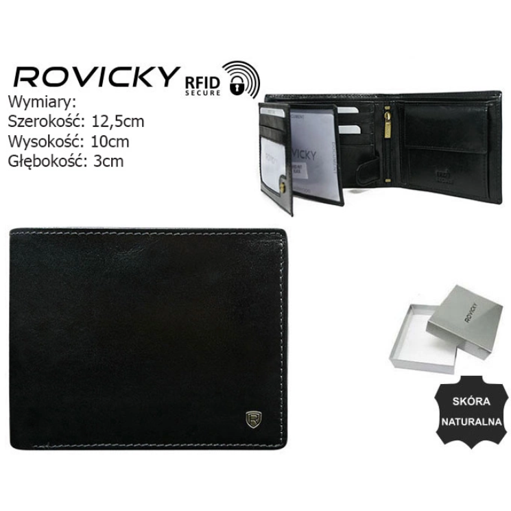 RFID bőrtárca ROVICKY N992-RVT Fekete