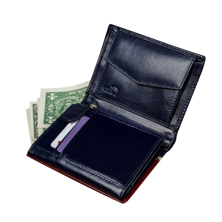 ROVICKY bőr RFID pénztárca 326-RBA-D NAVY-RED