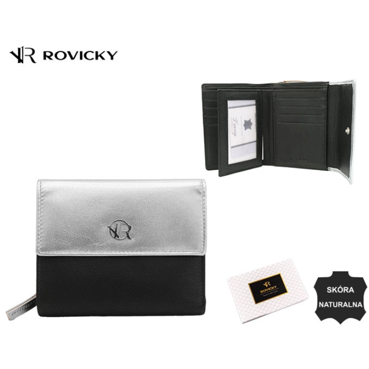 Női bőrtárca RV-3412-SLA Ezüst fekete