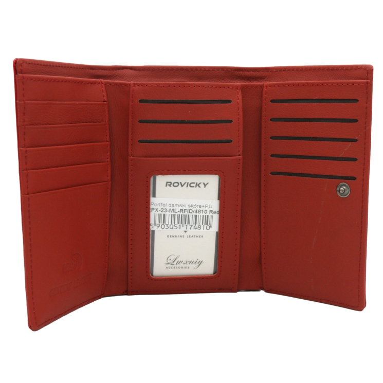 Természetes és környezetbarát bőr pénztárca ROVICKY RPX-23-ML Red