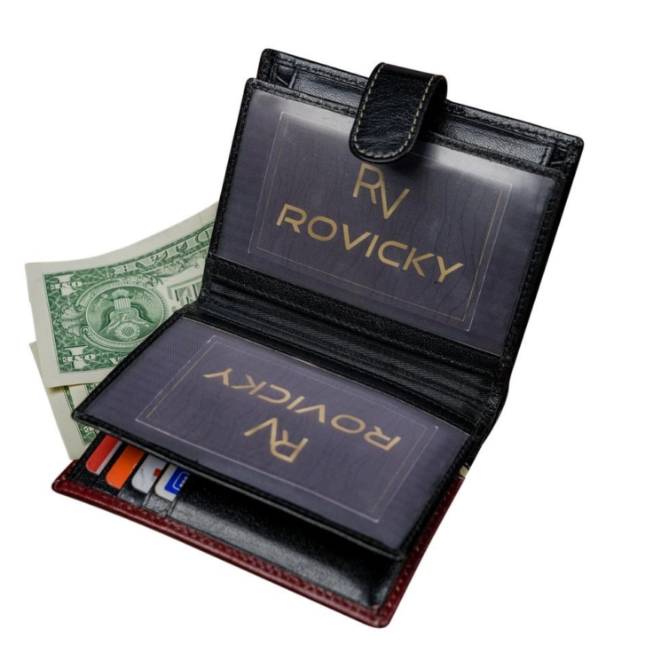 ROVICKY 331L-RBA-D FEKETE-VÖRÖS RFID bőr pénztárca