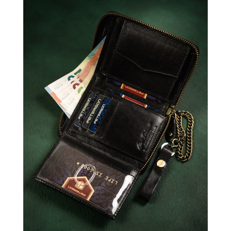 PETERSON PTN 340L-2-1-1 FEKETE RFID bőr pénztárca