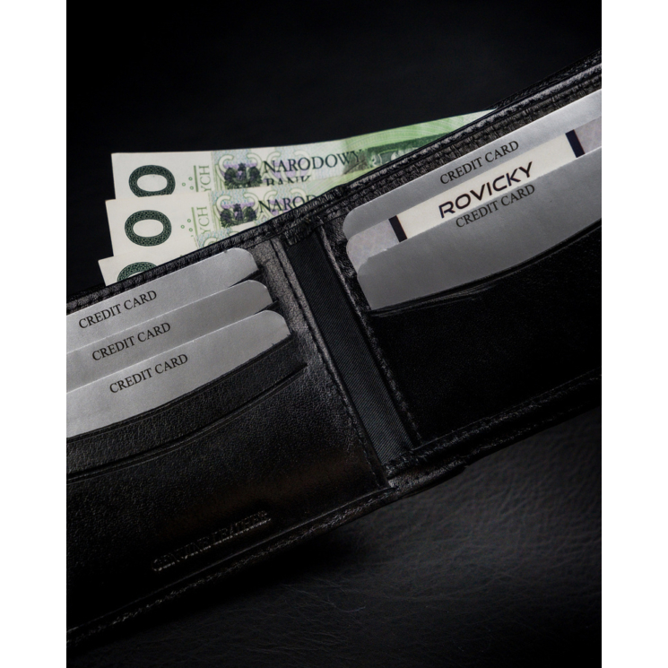 RFID bőrtárca ROVICKY 1531-03-BOR Fekete+piros