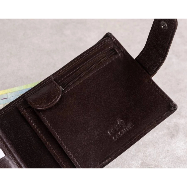 RFID bőr pénztárca PC-107L-BAR Barna