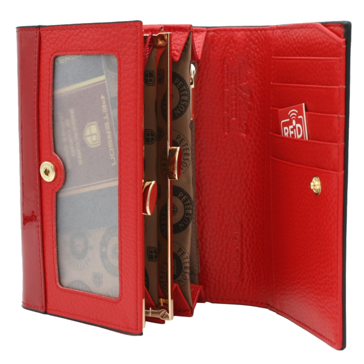 Női bőr pénztárca PTN 1N-445 Fekete+arany