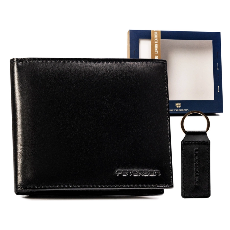 PETERSON PTN SET-M-N992-KCS bőr pénztárca és kulcstartó ajándék szett