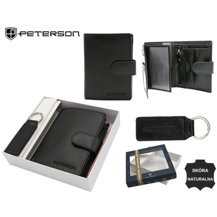 Ajándékcsomag: bőrtárca és kulcstartó PETERSON PTN SET-M-1549L-KCS