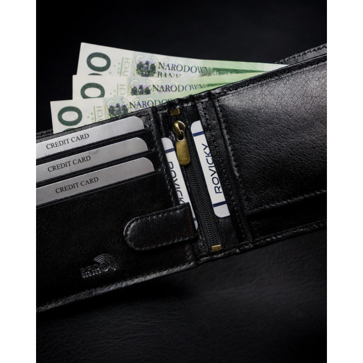 RFID bőrtárca ROVICKY 1567-03-BOR Fekete+piros
