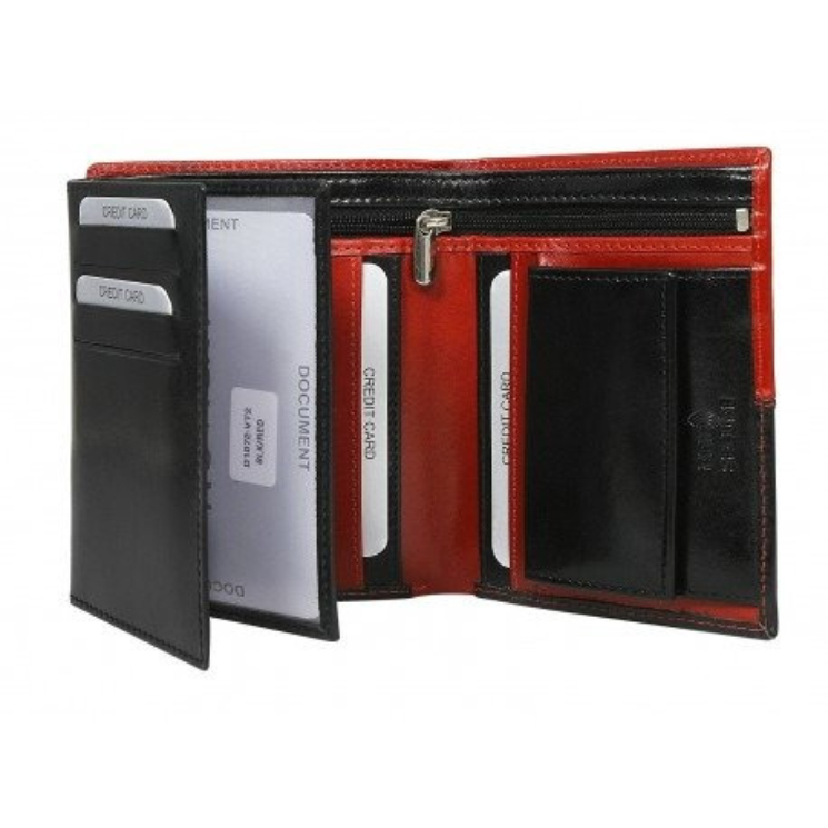RFID bőr pénztárca ROVICKY D1072-VT2 Fekete+piros