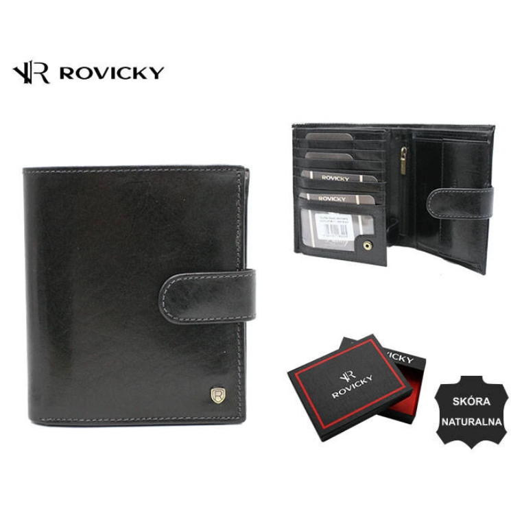 RFID bőr pénztárca ROVICKY 22317L-VT-RVT Fekete