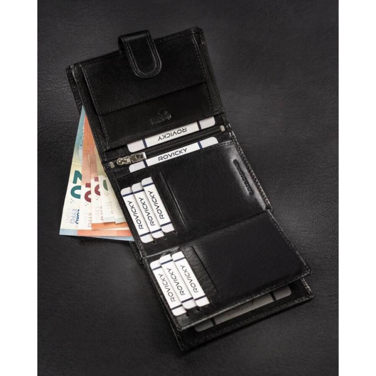 RFID bőr pénztárca ROVICKY RV-7680278-9-BCA FEKETE
