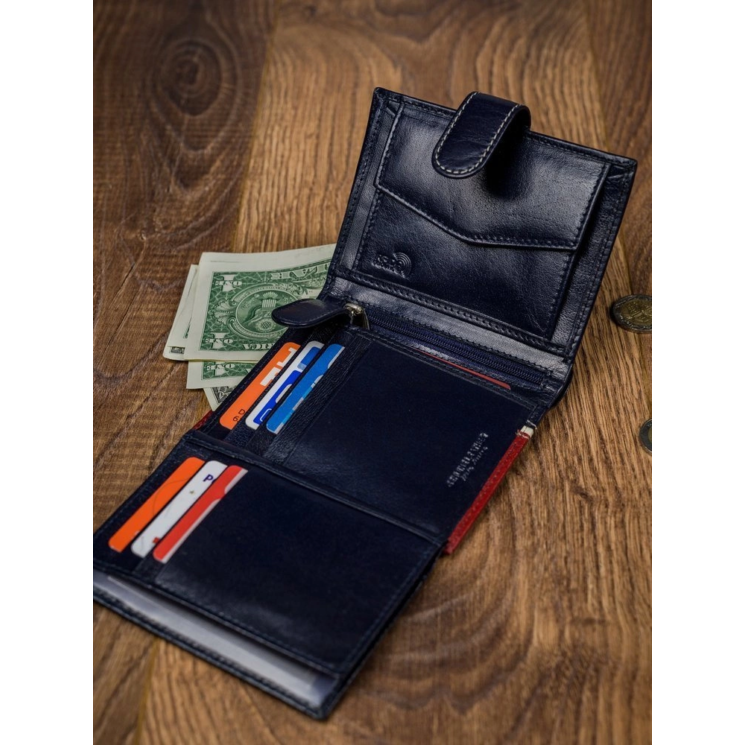 ROVICKY 326L-RBA-D Navy+Red RFID bőr pénztárca