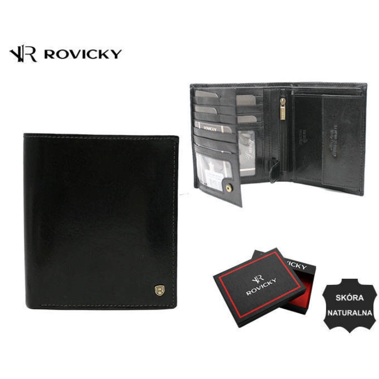 RFID bőr pénztárca ROVICKY 22317-VT-RVT Fekete