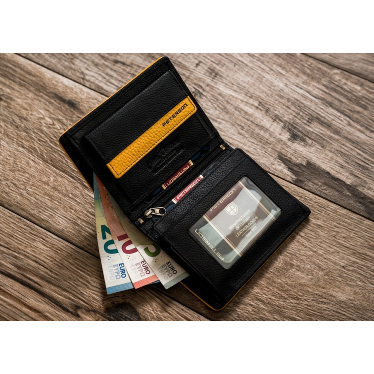 RFID bőr pénztárca PTN 302.03 Fekete+sárga