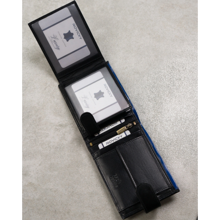 RFID bőrtárca ROVICKY N992L-RVT Fekete+Navy