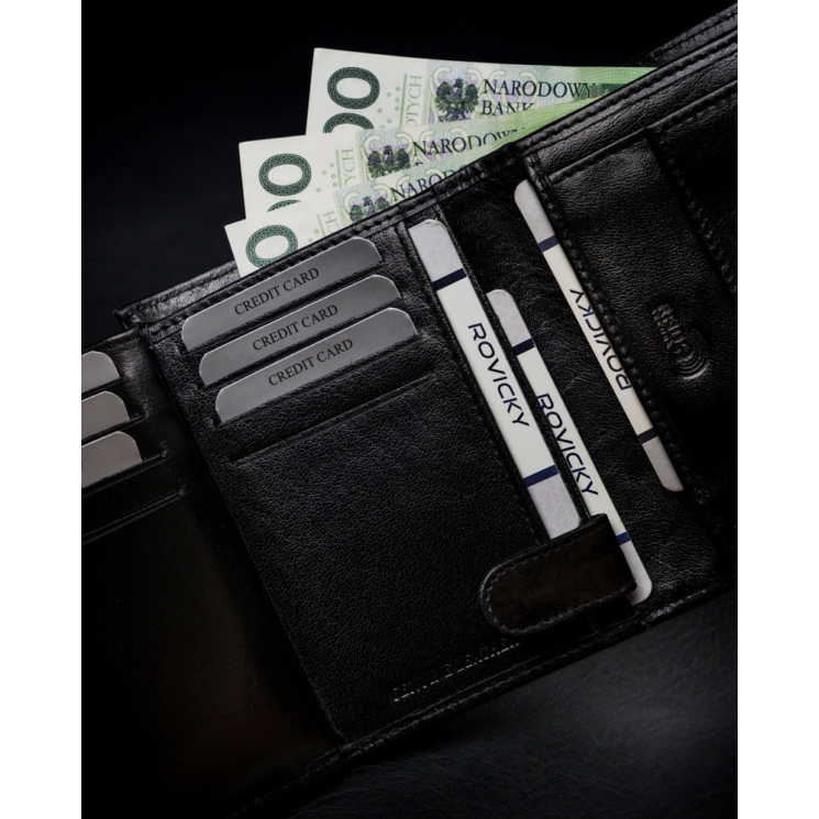 RFID bőr pénztárca ROVICKY 1541-03-BOR Fekete
