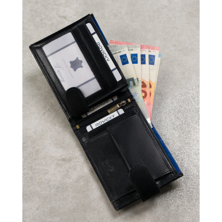 RFID bőrtárca ROVICKY N992L-RVT Fekete+Navy