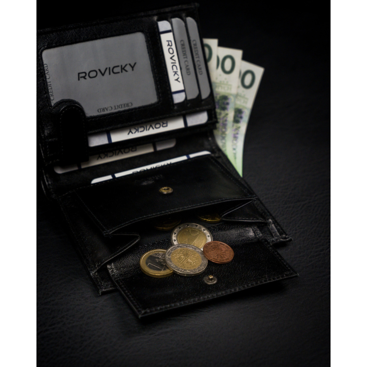RFID bőrtárca ROVICKY 1541-03-BOR Fekete+piros