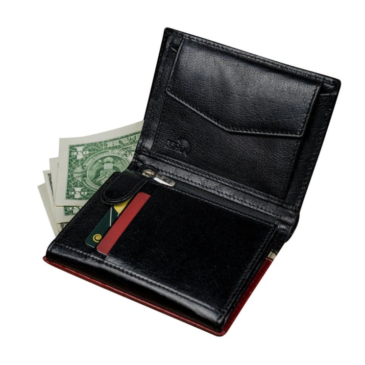 ROVICKY bőr RFID pénztárca 326-RBA-D FEKETE-VÖRÖS