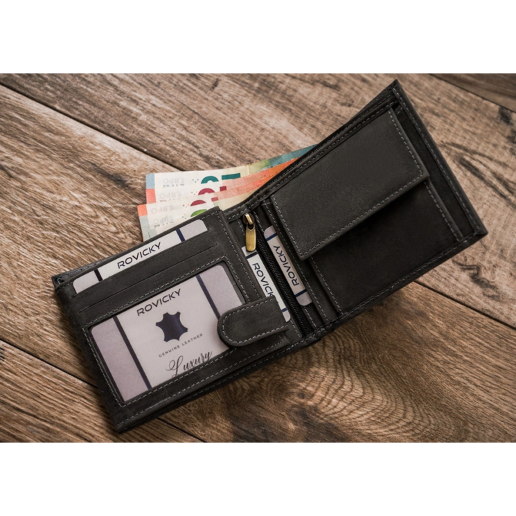 Férfi bőr pénztárca RFID védelmi kutyaképpel N992-CHM-DOG-2 Cognac