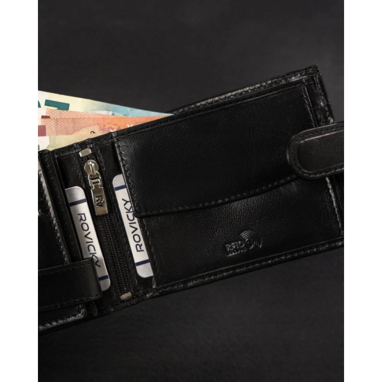RFID bőr pénztárca ROVICKY RV-7680286-9-BCA FEKETE