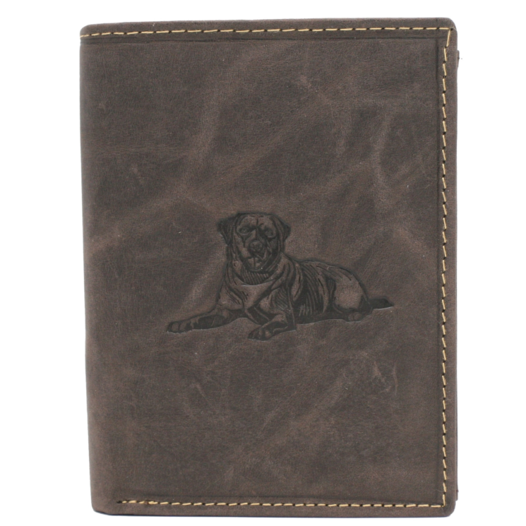 Férfi bőr pénztárca RFID kutyagravírozással N4-CHM-DOG-1 Cognac