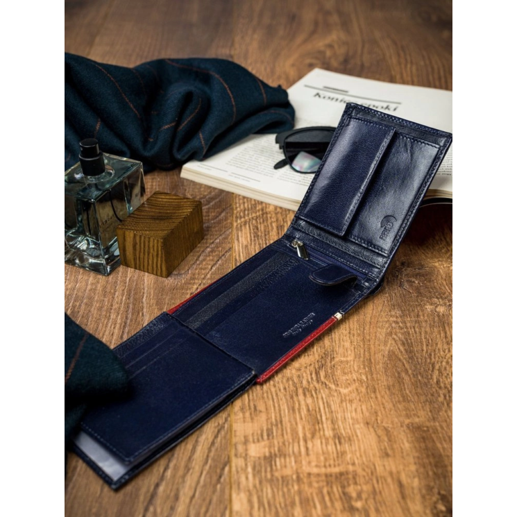 ROVICKY 324-RBA-D Navy+Red RFID bőr pénztárca