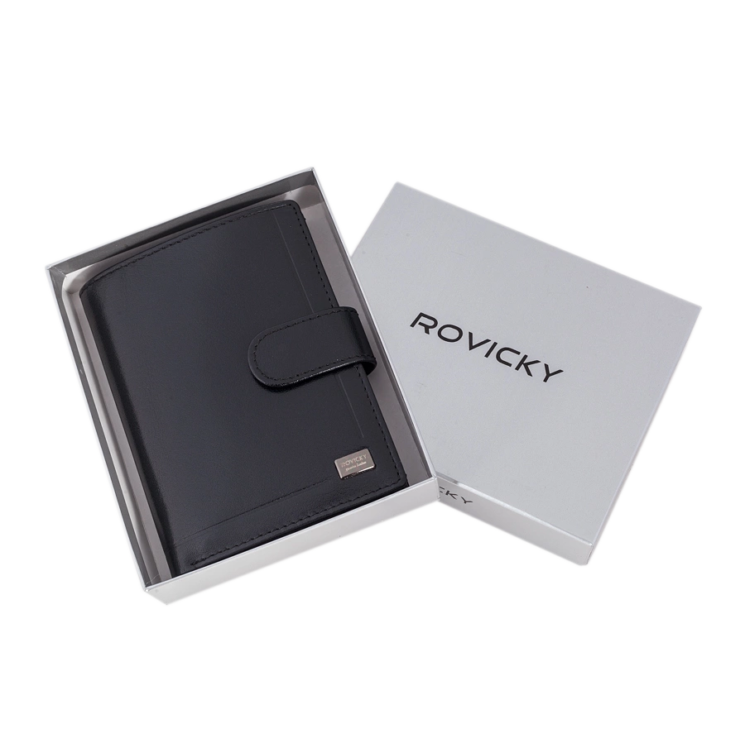 ROVICKY PC-101L-BAR FEKETE RFID bőr pénztárca