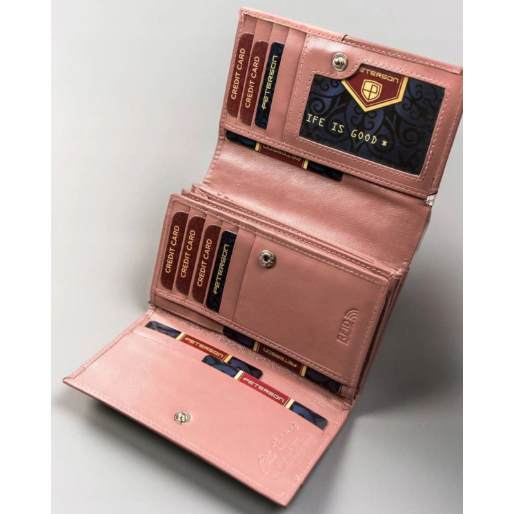 RFID bőr pénztárca PETERSON PTN RD-22-GCL-Y
