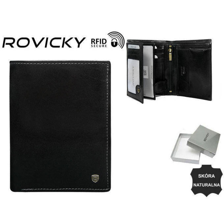RFID bőr pénztárca ROVICKY N4-RVT Fekete