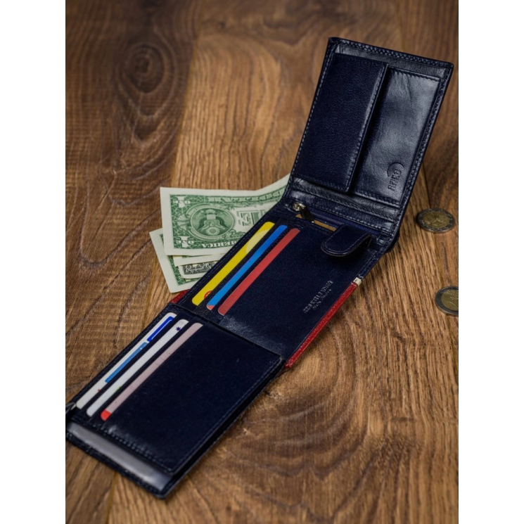 ROVICKY 324-RBA-D Navy+Red RFID bőr pénztárca